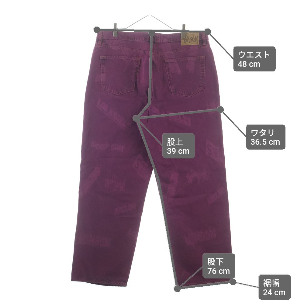 STUSSY(ステューシー) BIG OL JEAN 総柄 ルーズフィットジーンズ デニムパンツ パープル 116613