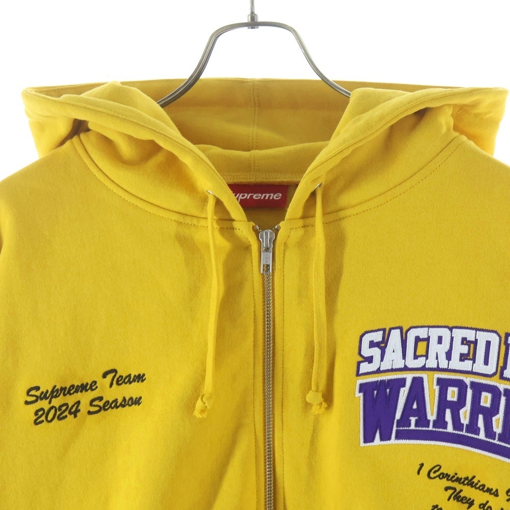SUPREME(シュプリーム) 24SS Salvation Zip Up Hooded サルベーション ロゴ刺繍 ジップアップ スウェット パーカー イエロー