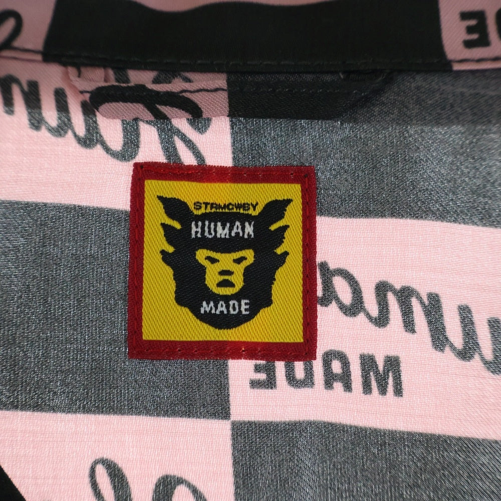 HUMAN MADE(ヒューマンメイド) 24AW OPEN COLLAR SHIRT 総柄 オープンカラー 長袖シャツ ブラック/ピンク HM28SH020