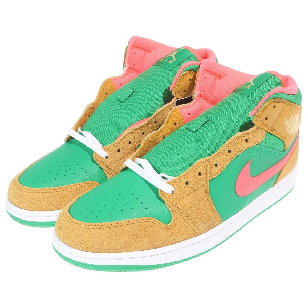 NIKE(ナイキ) AIR JORDAN 1 MID WHEAT AND WATER MELON エアジョーダン ウィート アンド ウォーターメロン ミッドカットスニーカー ブラウン/カーキ US14/32cm DX4332-700
