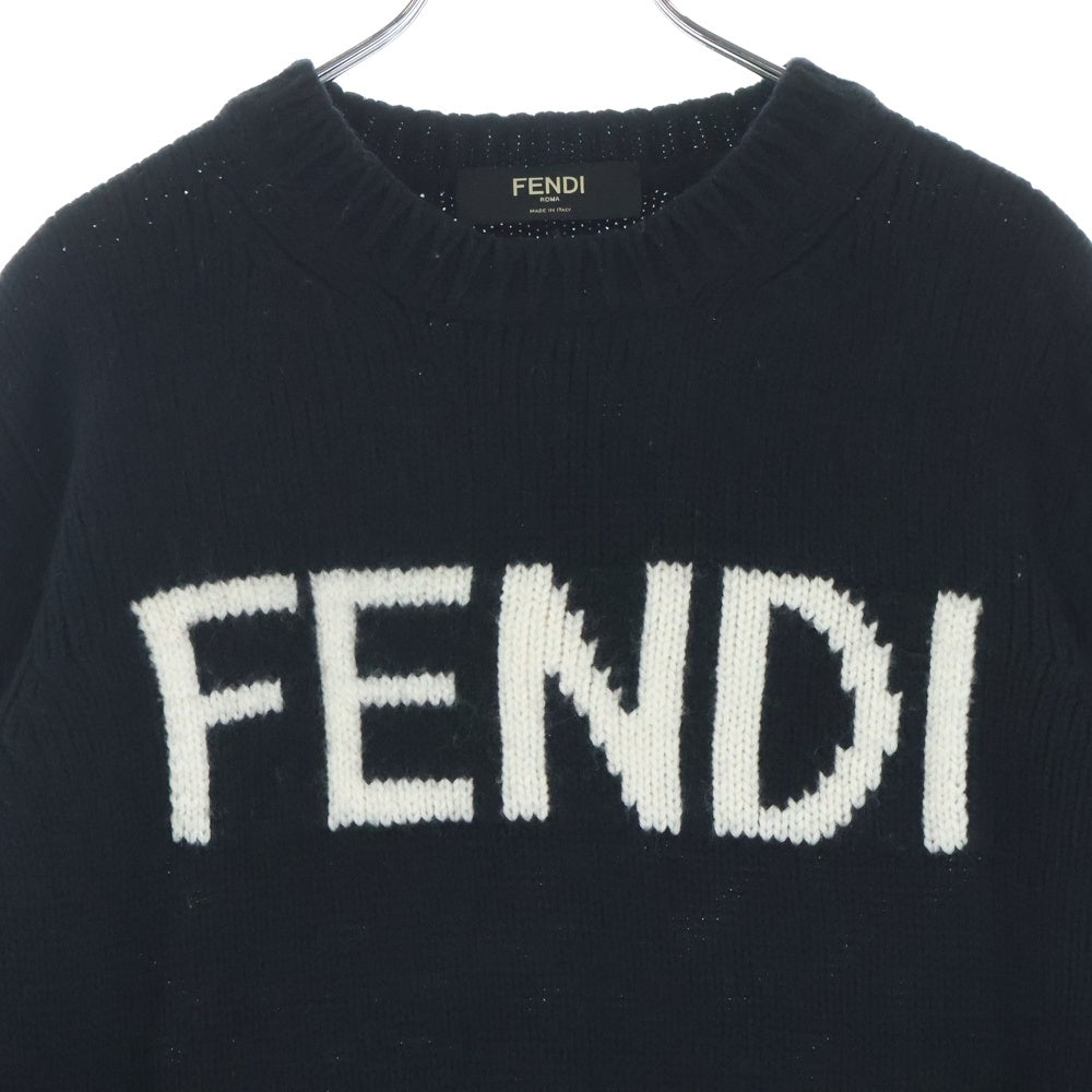 FENDI(フェンディ) フロントロゴ クルーネックニット セーター ブラック FZZ387 A3M3