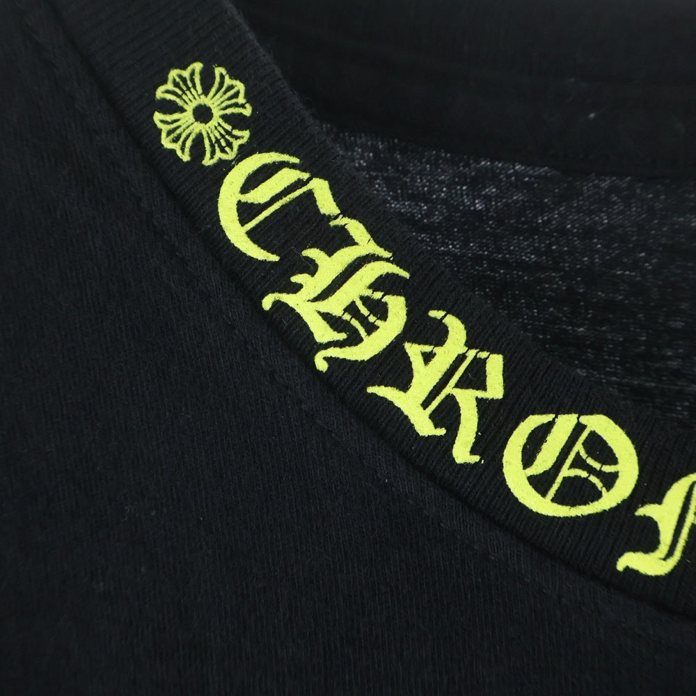 CHROME HEARTS(クロムハーツ) NECK LOGO S/S TEE ネックロゴプリント 半袖Tシャツ カットソー ブラック/グリーン