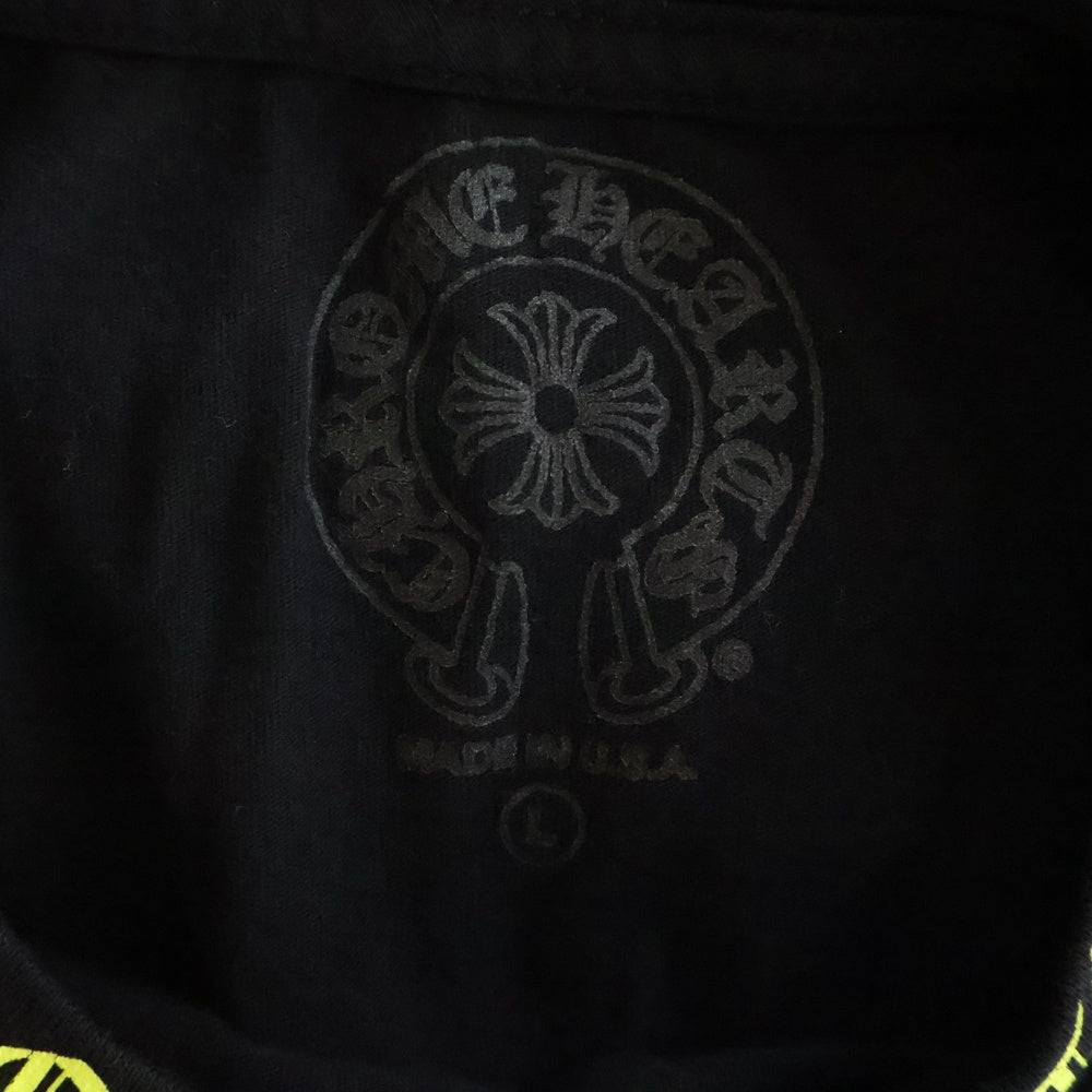 CHROME HEARTS(クロムハーツ) NECK LOGO S/S TEE ネックロゴプリント 半袖Tシャツ カットソー ブラック/グリーン