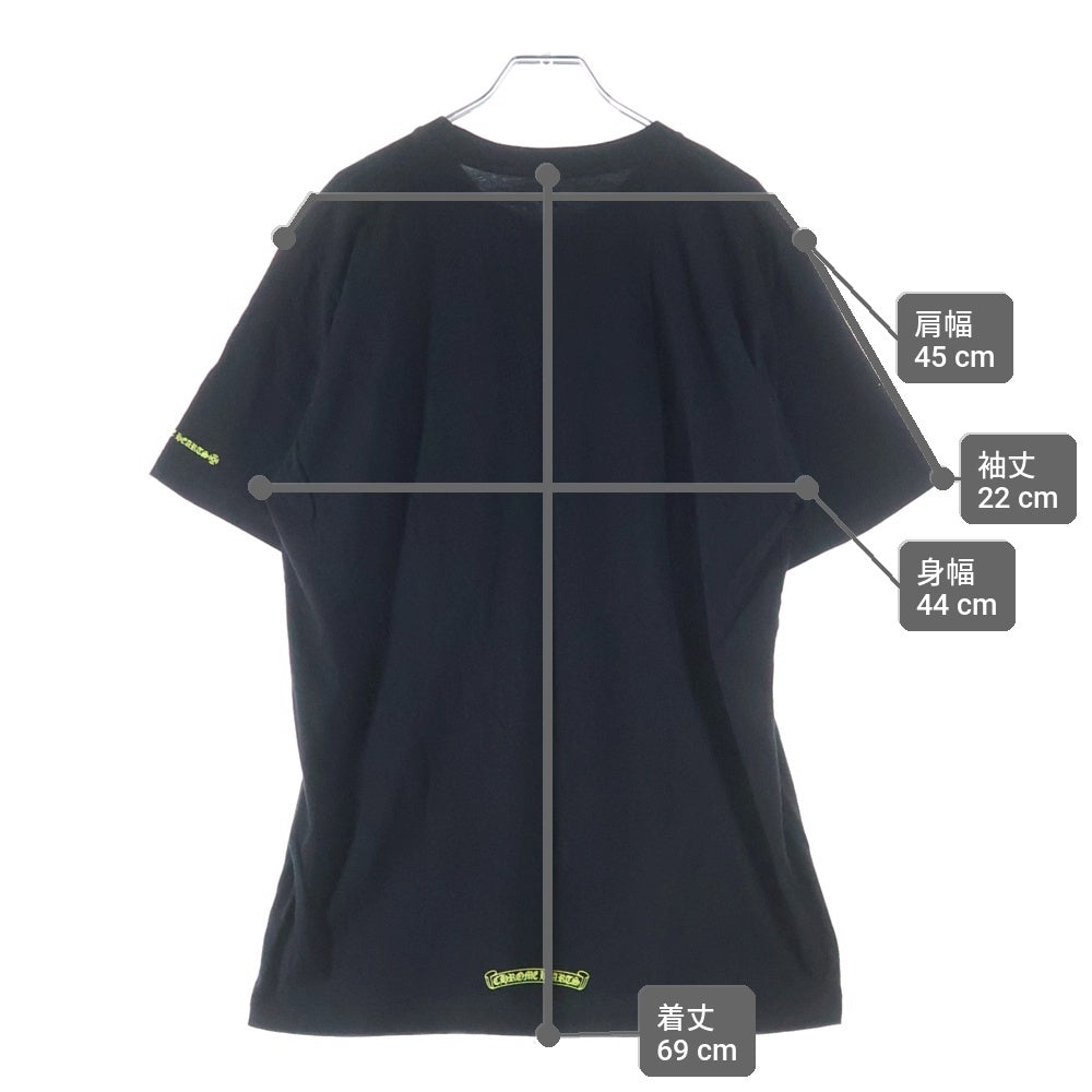 CHROME HEARTS(クロムハーツ) NECK LOGO S/S TEE ネックロゴプリント 半袖Tシャツ カットソー ブラック/グリーン