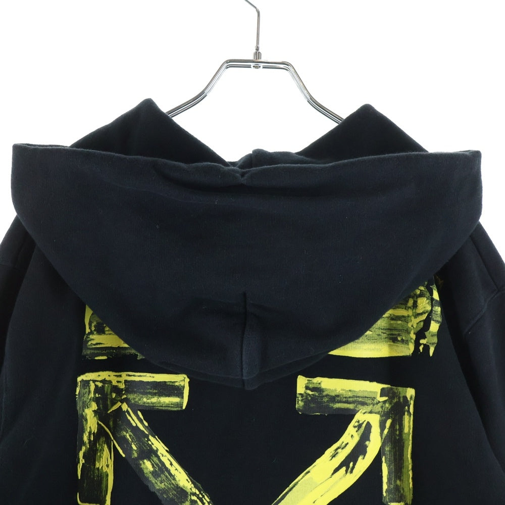 OFF-WHITE(オフホワイト) 19AW ACRYLIC ARROWS ペインティングロゴ スウェットプルオーバーパーカー ブラック OMBB034F19E30010