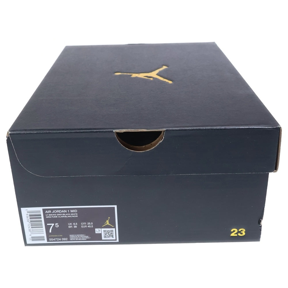 NIKE(ナイキ) AIR JORDAN 1 MID SMOKE GREY エアジョーダン 1 スモークグレー ミッドカットスニーカー グレー/ホワイト US7.5/25.5cm 554724-092