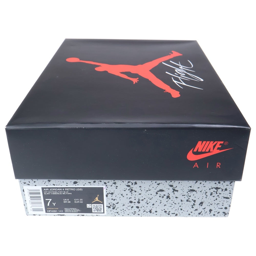 NIKE(ナイキ) AIR JORDAN 4 RETRO エア ジョーダン 4 レトロ GS ハイカットスニーカー ホワイト/ブルー US7Y/25cm HF4281-141 レディース