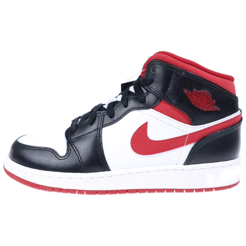 NIKE(ナイキ) AIR JORDAN 1 MID GS Gym Red エアジョーダン 1 ミッド ジムレッド ミドルカットスニーカーシューズ ブラック/ホワイト/レッド US7Y/25cm DJ4695-122