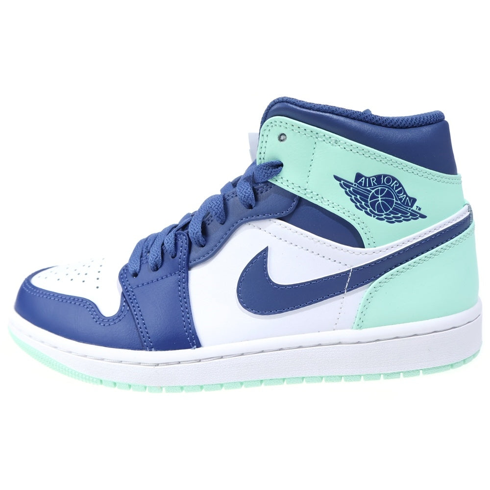 NIKE(ナイキ) AIR JORDAN 1 MID BLUE MINT エアジョーダン 1 ブルーミント ミッドカットスニーカー ホワイト/ブルー US7/25cm 554724-413