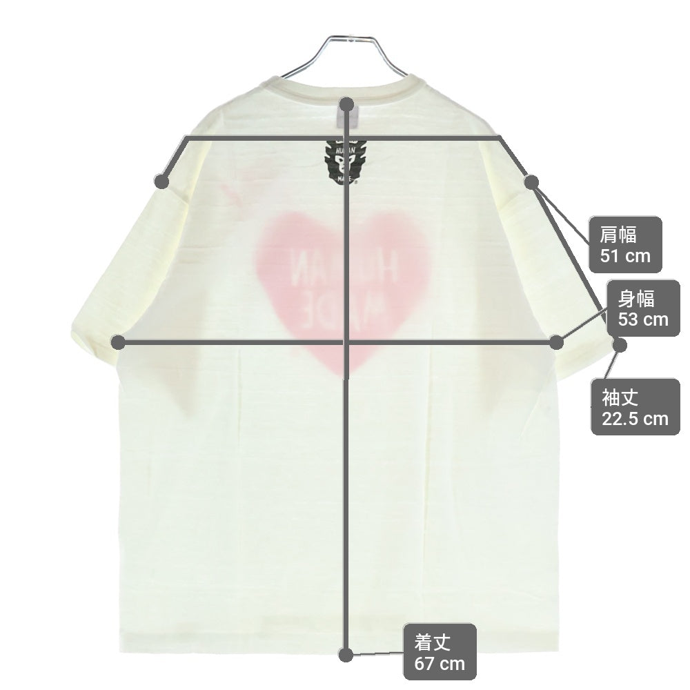 HUMAN MADE(ヒューマンメイド) Front Herat S/S Tee フロントハートプリント 半袖Tシャツ ホワイト HM17TE023