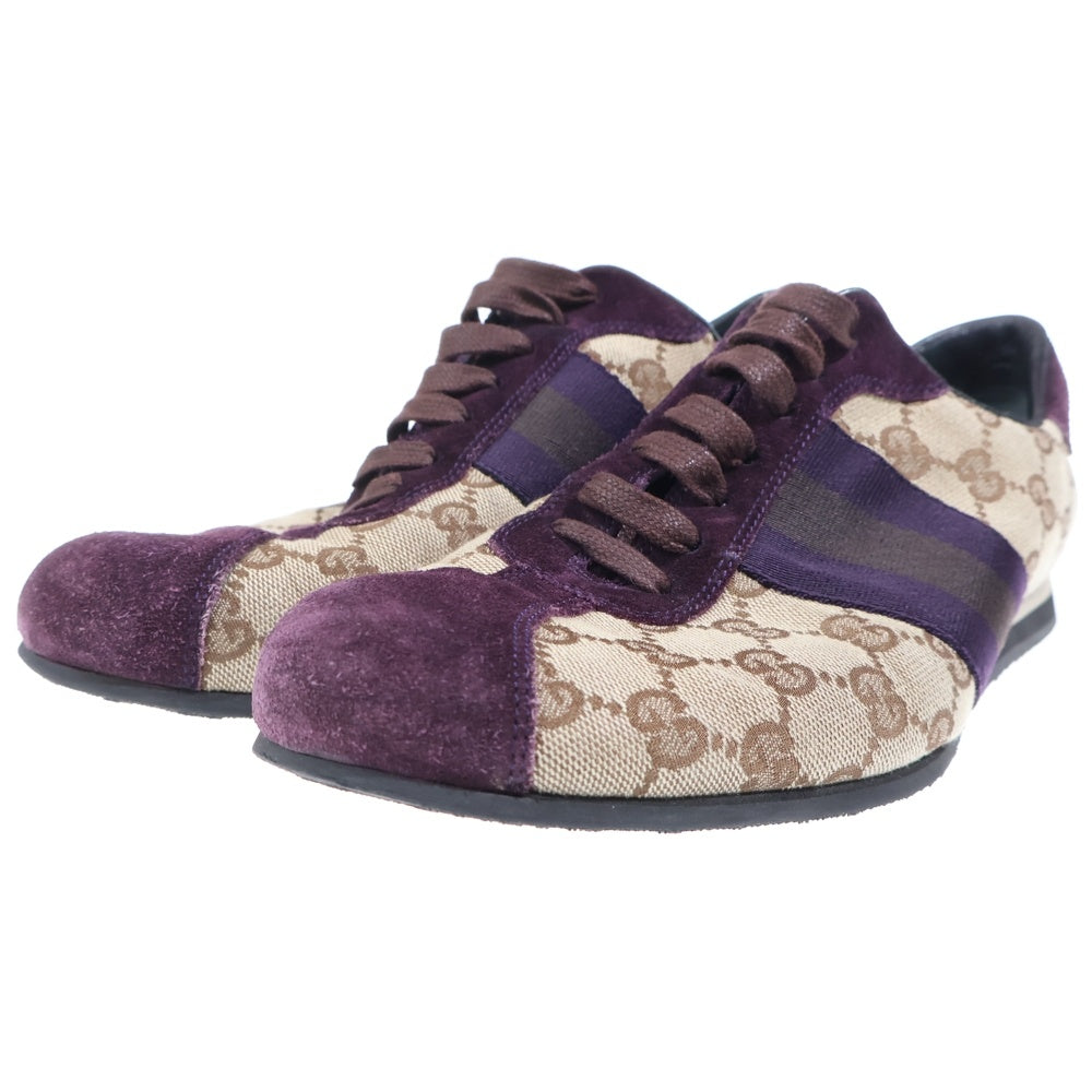 GUCCI(グッチ) GGキャンバス スウェード シェリーライン スニーカー シューズ ブラウン 7 1/2 117711