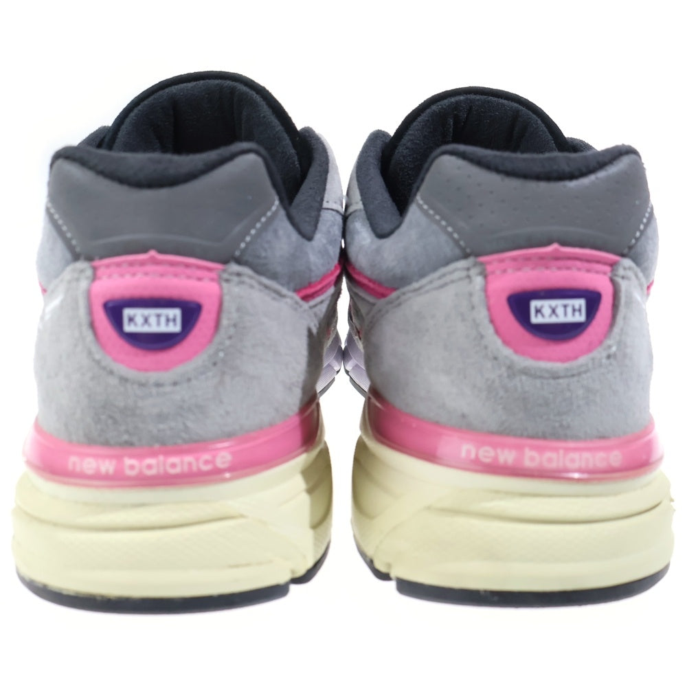 New Balance(ニューバランス) M990KT4 ×KITH キス スウェードレザー メッシュ ローカットスニーカー グレー/ピンク US9/27cm
