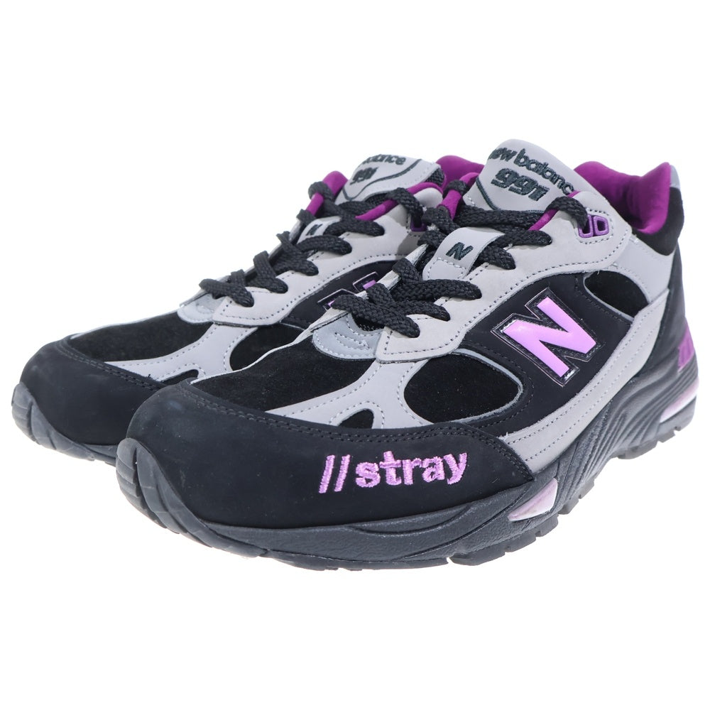 New Balance(ニューバランス) M991SRP ×Stray Rats ストレイラッツ メッシュ スウェードレザー ローカットスニーカー ブラック/パープル US9.5/27.5cm