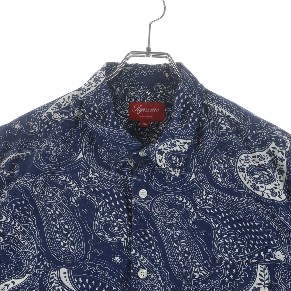 SUPREME(シュプリーム) 13SS Paisley S/S Shirt ペイズリー柄 半袖コットンシャツ ブルー/ホワイト