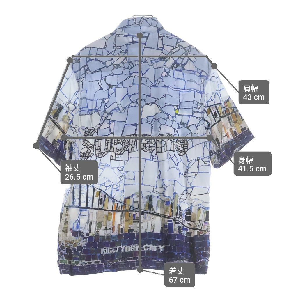 SUPREME(シュプリーム) 24SS Mosaic S/S Shirt モザイク柄 レーヨン半袖シャツ ブルー調