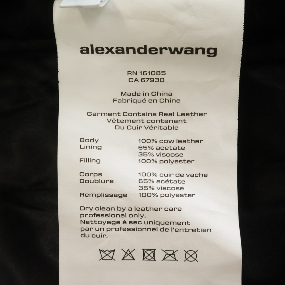 ALEXANDER WANG(アレキサンダーワン) CROC LEATHER JACKET クロコ型押し ノーカラー ジップアップ レザー ジャケット ブラック 6WC3242045