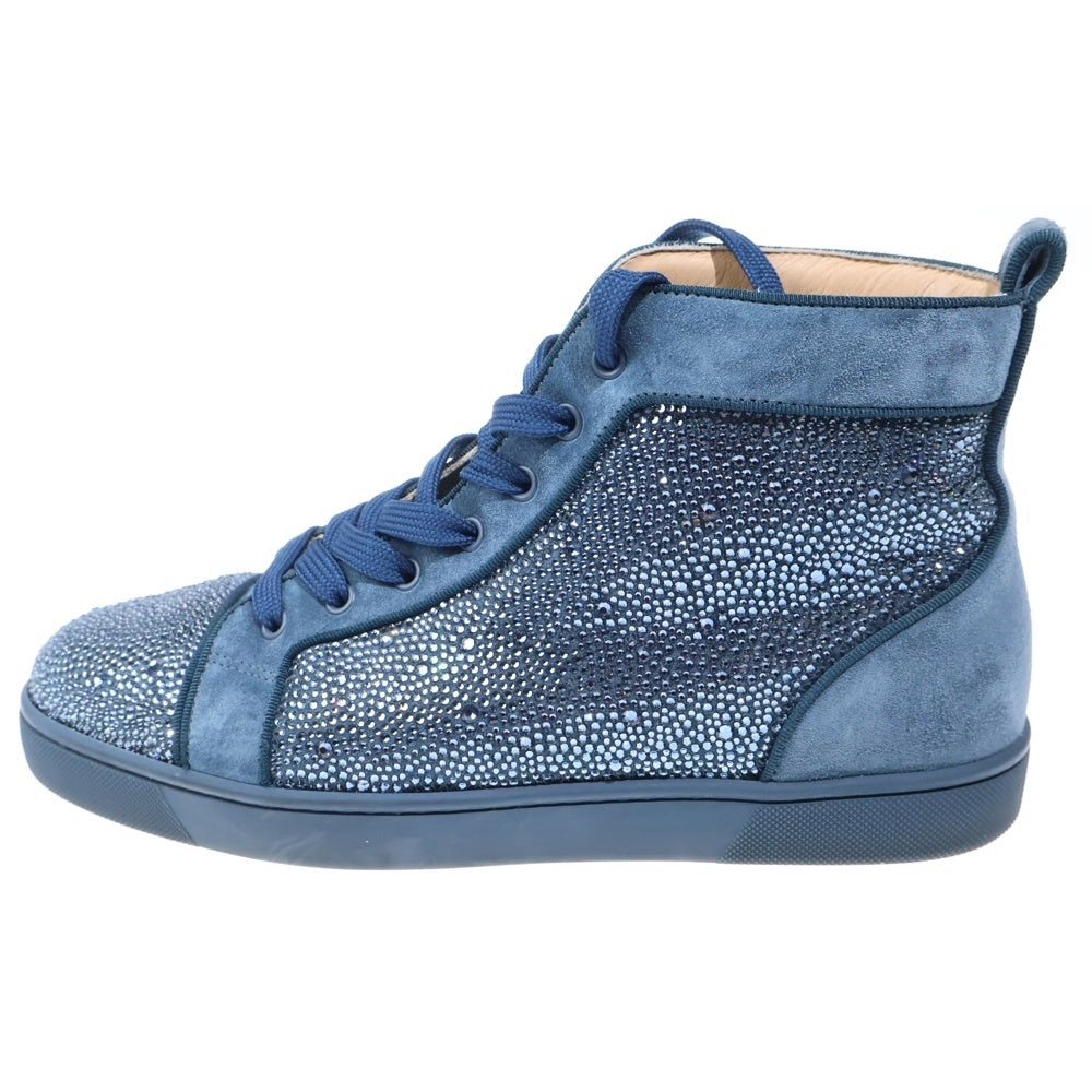 CHRISTIAN LOUBOUTIN(クリスチャンルブタン) ルイス ストラス ラインストーン スエード レザーローカットスニーカー ネイビー