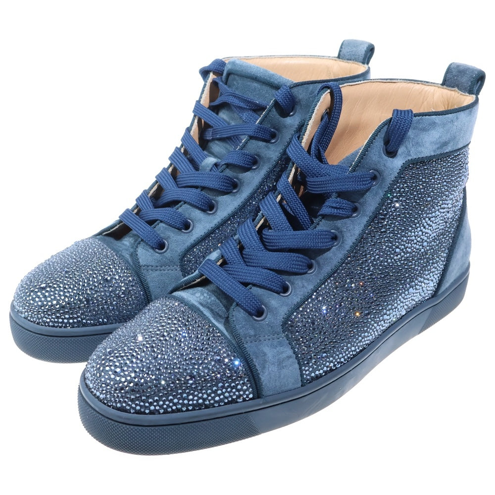 CHRISTIAN LOUBOUTIN(クリスチャンルブタン) ルイス ストラス ラインストーン スエード レザーローカットスニーカー ネイビー