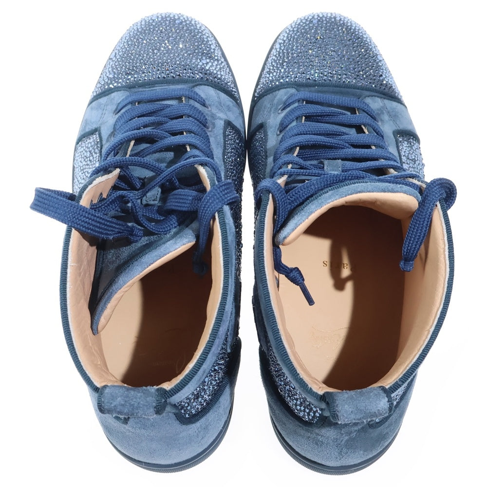 CHRISTIAN LOUBOUTIN(クリスチャンルブタン) ルイス ストラス ラインストーン スエード レザーローカットスニーカー ネイビー