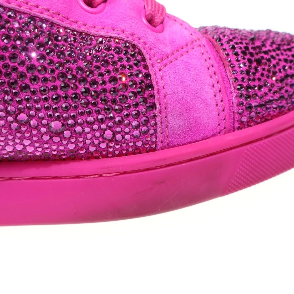CHRISTIAN LOUBOUTIN(クリスチャンルブタン) ルイス ストラス ラインストーン スエード レザーローカットスニーカー ピンク