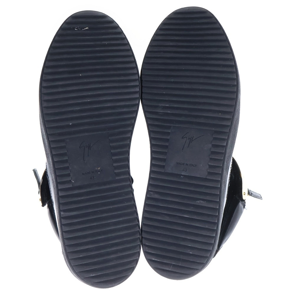 GIUSEPPE ZANOTTI(ジュゼッペ ザノッティ) ベルクロプレート ベルベット ハイカットスニーカー ブラック/ゴールド