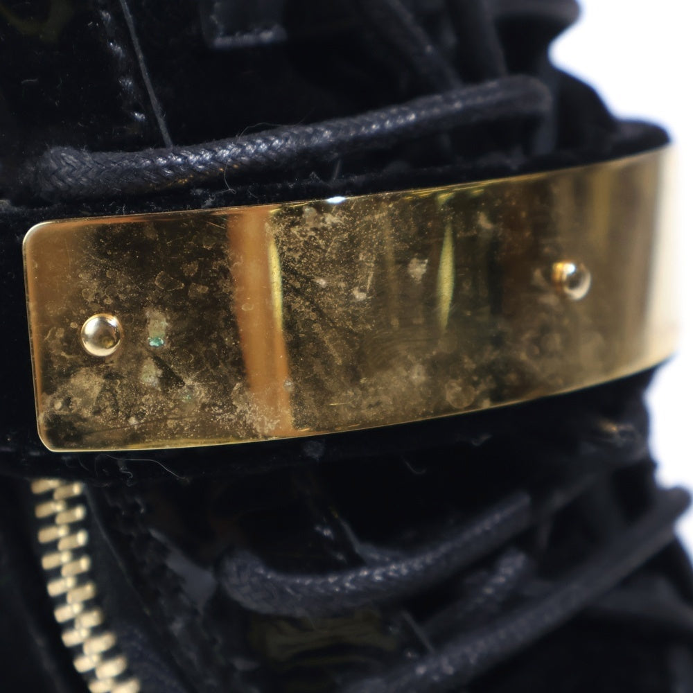 GIUSEPPE ZANOTTI(ジュゼッペ ザノッティ) ベルクロプレート ベルベット ハイカットスニーカー ブラック/ゴールド