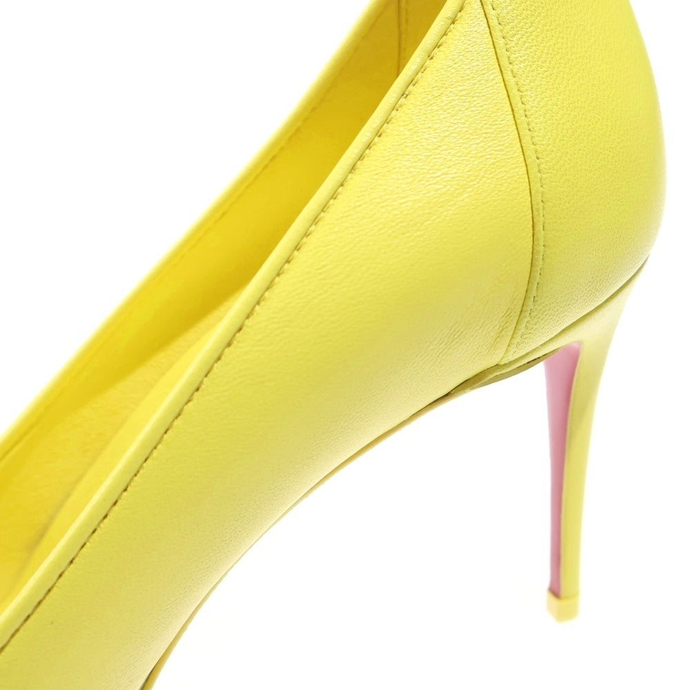 CHRISTIAN LOUBOUTIN(クリスチャンルブタン) レザー ポインテッドトゥ ハイヒール パンプス イエロー レディース