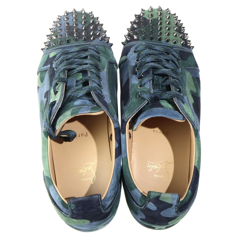 CHRISTIAN LOUBOUTIN(クリスチャンルブタン) ルイジュニア カモ柄 スタッズ スエード レザーローカットスニーカー カーキ/ネイビー