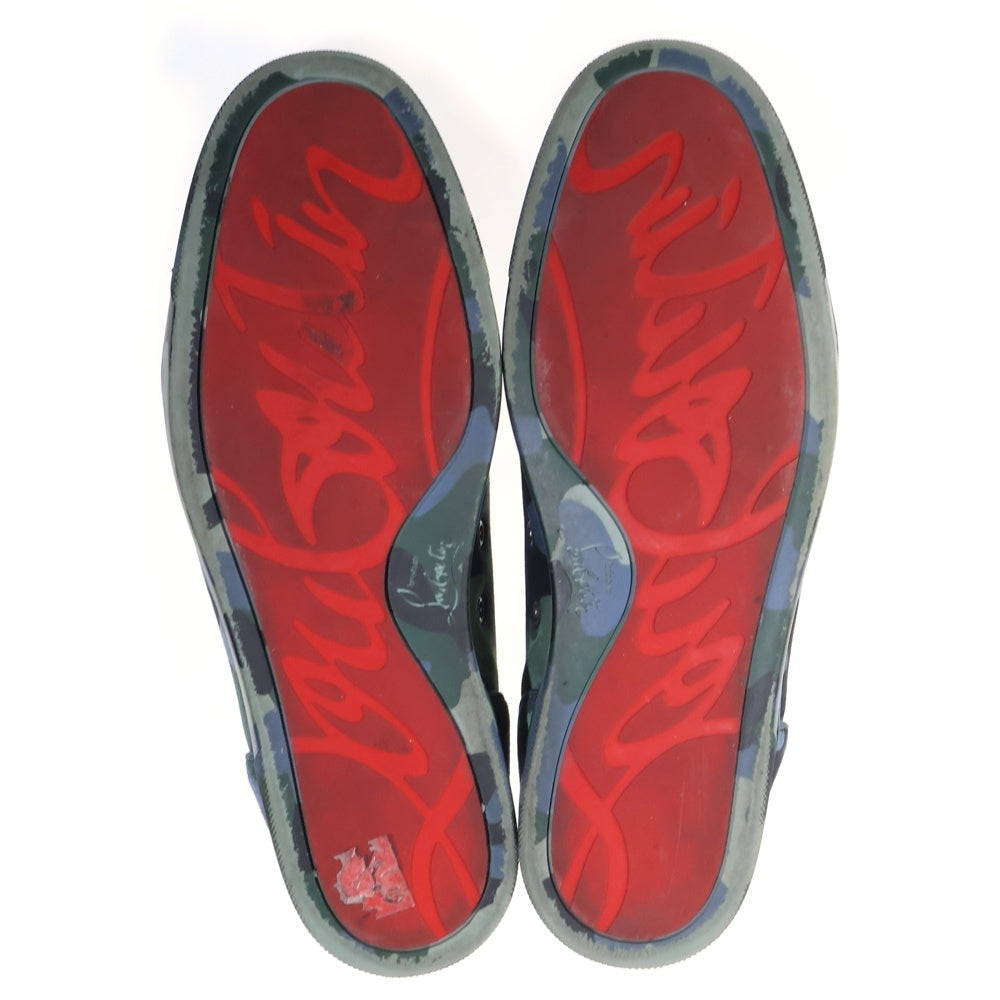 CHRISTIAN LOUBOUTIN(クリスチャンルブタン) ルイジュニア カモ柄 スタッズ スエード レザーローカットスニーカー カーキ/ネイビー