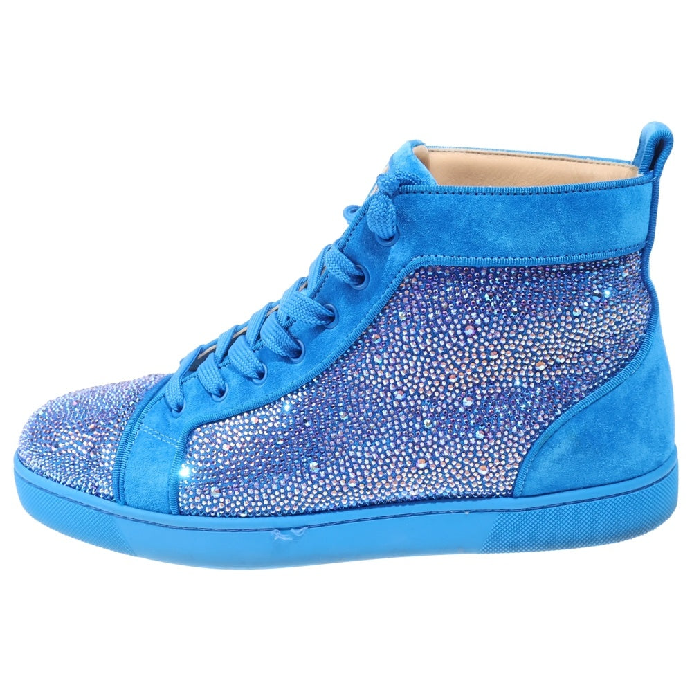 CHRISTIAN LOUBOUTIN(クリスチャンルブタン) ルイス ストラス ラインストーン スエード レザーローカットスニーカー ブルー