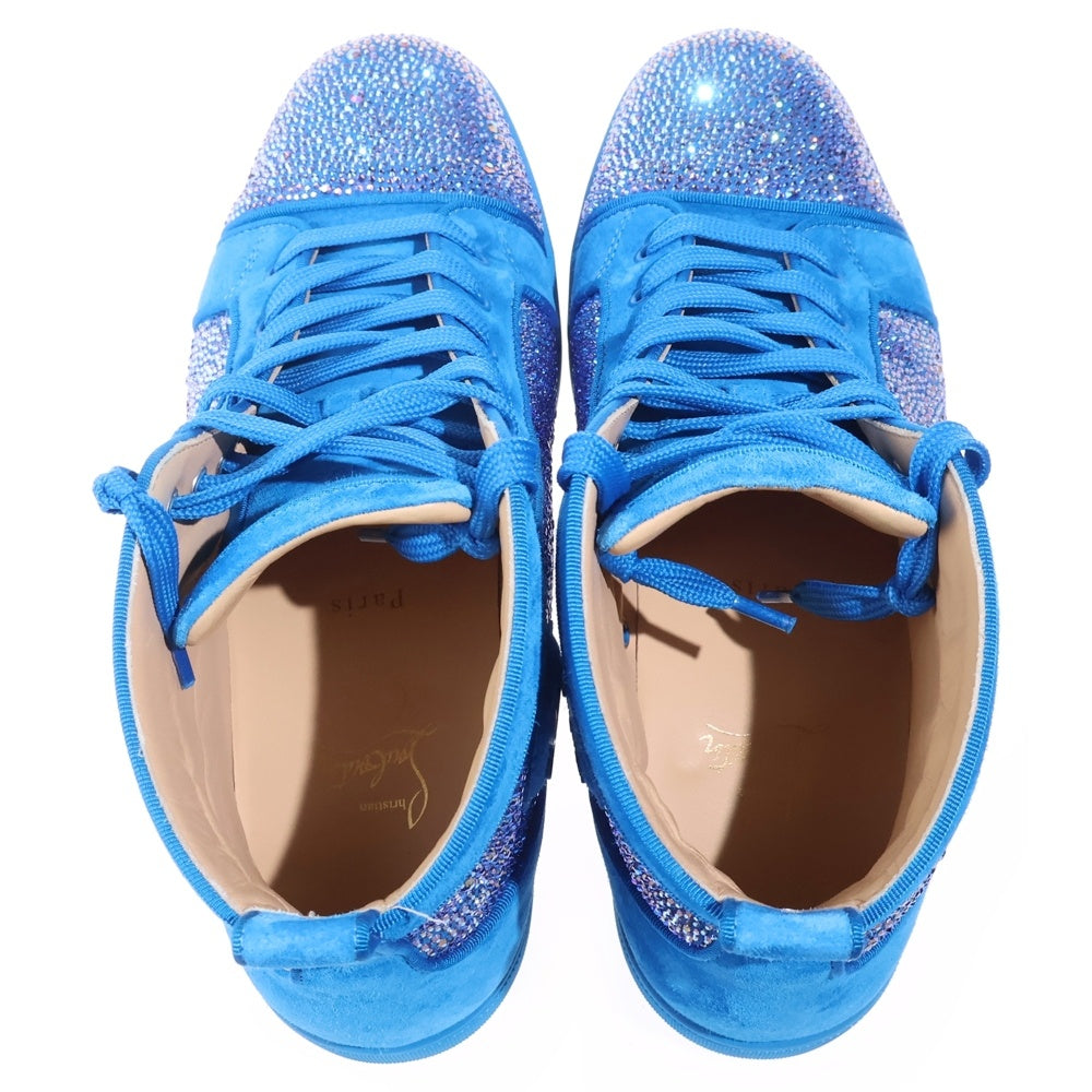 CHRISTIAN LOUBOUTIN(クリスチャンルブタン) ルイス ストラス ラインストーン スエード レザーローカットスニーカー ブルー