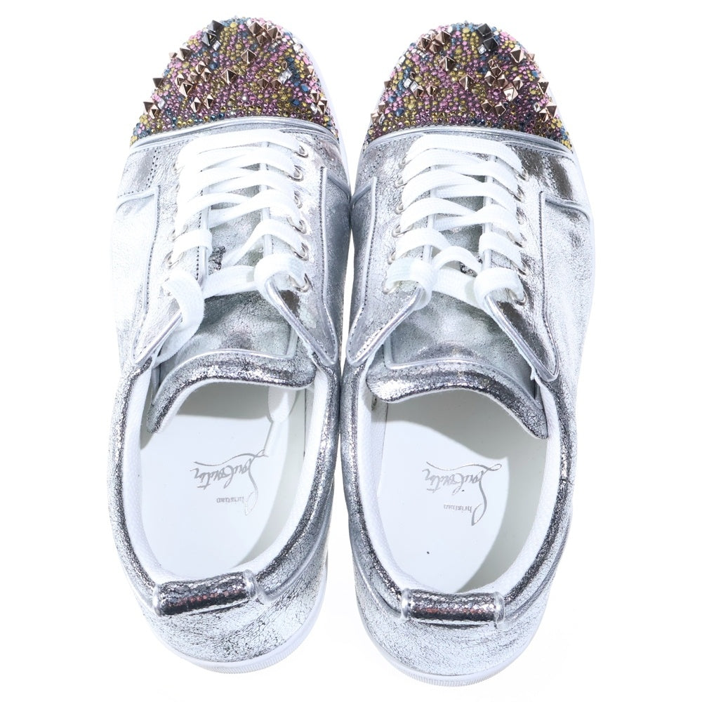 CHRISTIAN LOUBOUTIN(クリスチャンルブタン) スパイク スタッズ ラインストーン レザー ローカットスニーカー シルバー