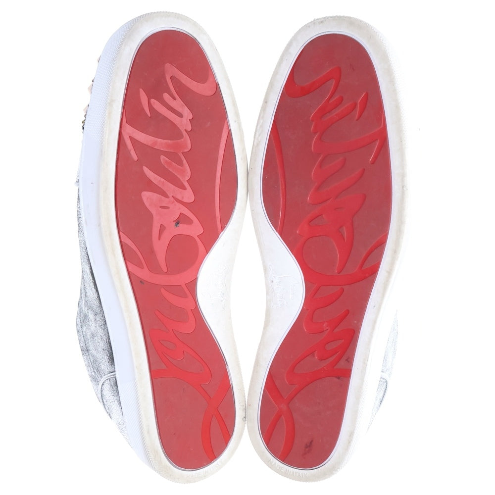 CHRISTIAN LOUBOUTIN(クリスチャンルブタン) スパイク スタッズ ラインストーン レザー ローカットスニーカー シルバー