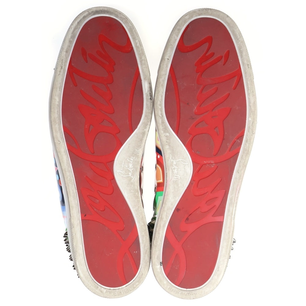 CHRISTIAN LOUBOUTIN(クリスチャンルブタン) スパイク スタッズ グラフィック レザー ハイカットスニーカー マルチ