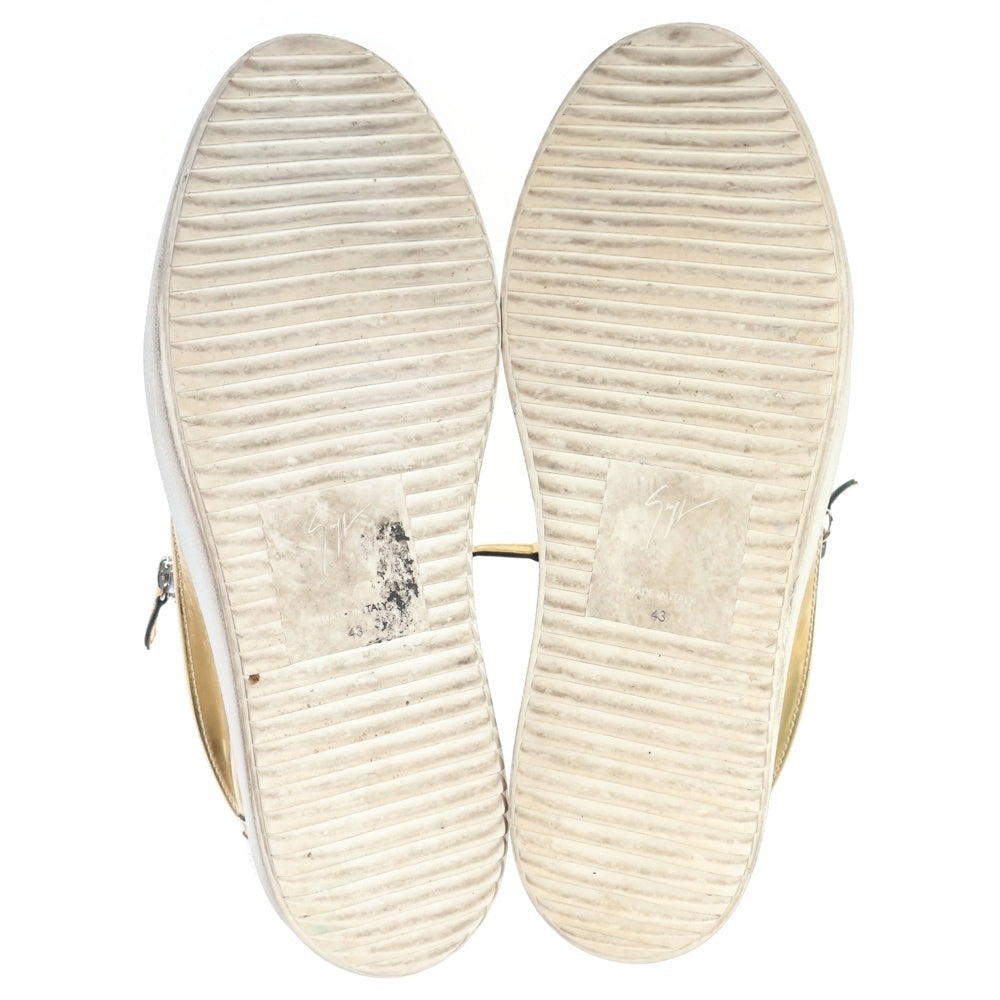 GIUSEPPE ZANOTTI(ジュゼッペ ザノッティ) ジップデザイン メタリック レザー ローカットスニーカー ゴールド