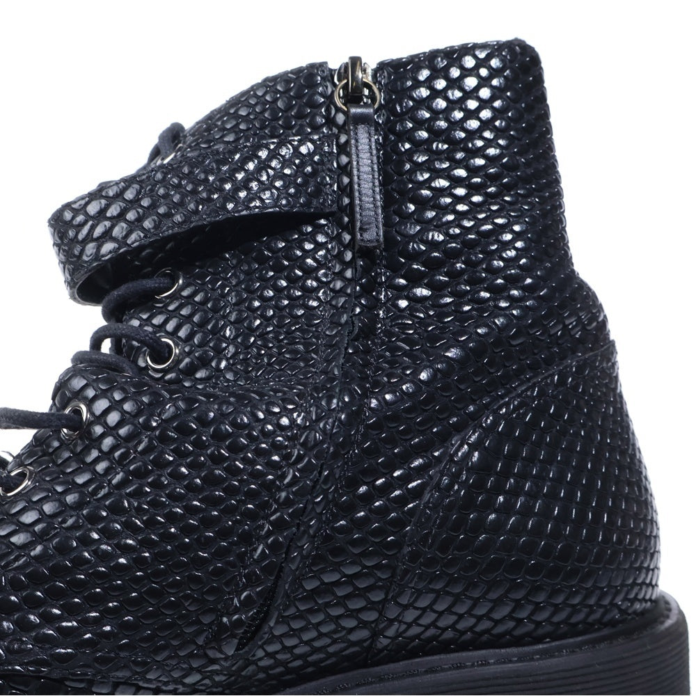 GIUSEPPE ZANOTTI(ジュゼッペ ザノッティ) サイドジップ プレート レースアップ ブーツ ブラック