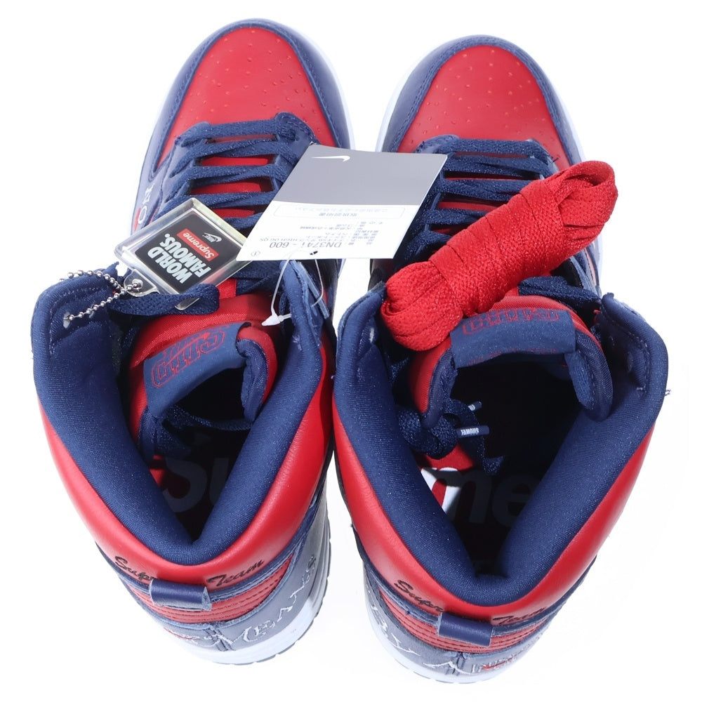 NIKE SB(ナイキエスビー) ×DUNK HIGH BY ANY MEANS DN3741-600 シュプリーム ダンク バイ エニィ ビーンズ ハイカットスニーカー レッド/ネイビー US8/26cm