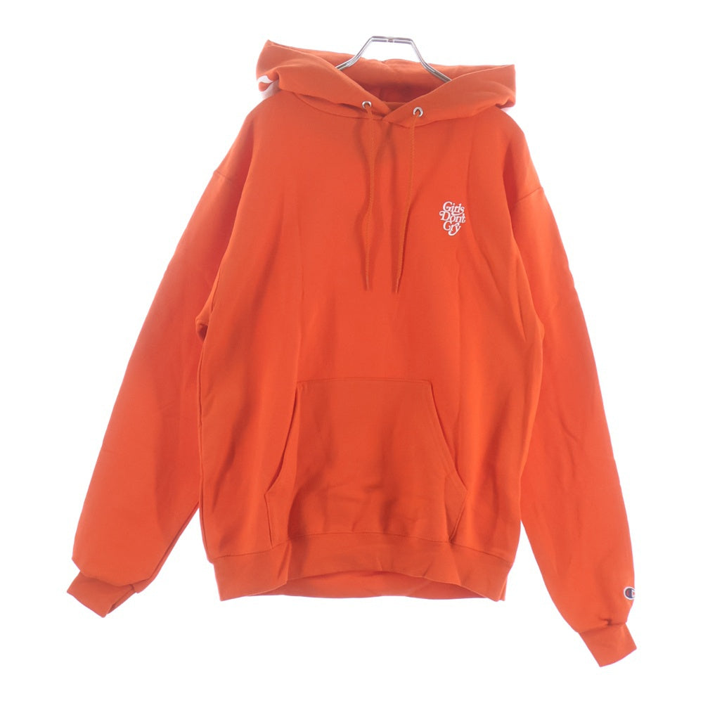 Girls Don't Cry(ガールズドントクライ) ×CARROTS ×Champion キャロッツ チャンピオン ロゴプリント スウェット プルオーバーパーカー オレンジ