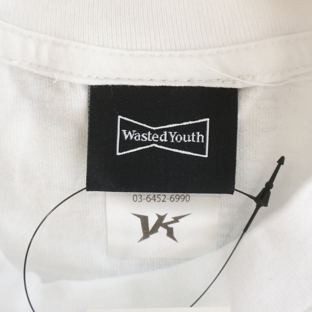 WASTED YOUTH(ウェイステッドユース) Verdy ベルディ ロゴプリント クルーネック 半袖Tシャツ カットソー ホワイト