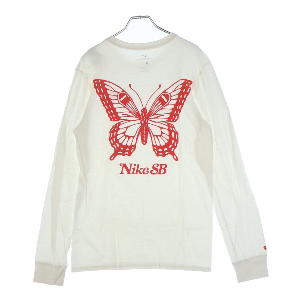 NIKE SB(ナイキエスビー) ×Girls Don't Cry Butterfly L/S Tee ガールズドントクライ バタフライ ロゴプリント クルーネック 長袖Tシャツ カットソー ホワイト