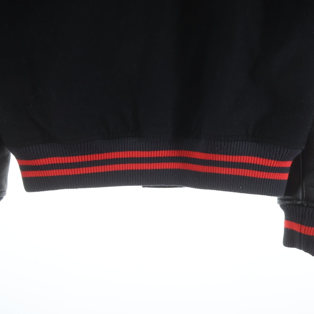 SUPREME(シュプリーム) 15AW ×NIKE JORDAN Hooded Varsity Jacket ナイキ ジョーダン フーデッド ウール レザー バーシティジャケット ブルゾン ブラック 799703-010