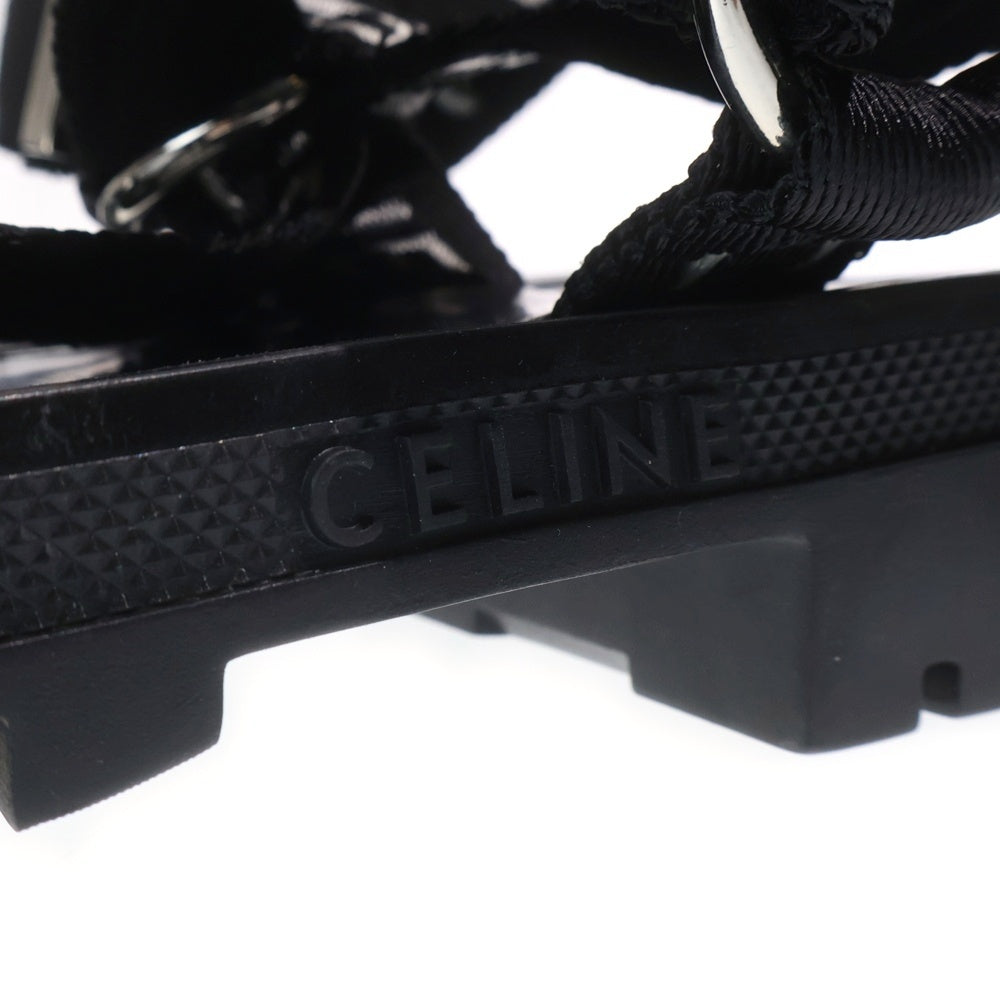 CELINE(セリーヌ) 22SS Leo Strappy Sandals with Celine Jacquard ジャガード レオ ストラッピーサンダル スポーツサンダル ベルトストラップ ロゴ刺繍 ブラック 40 345672208C