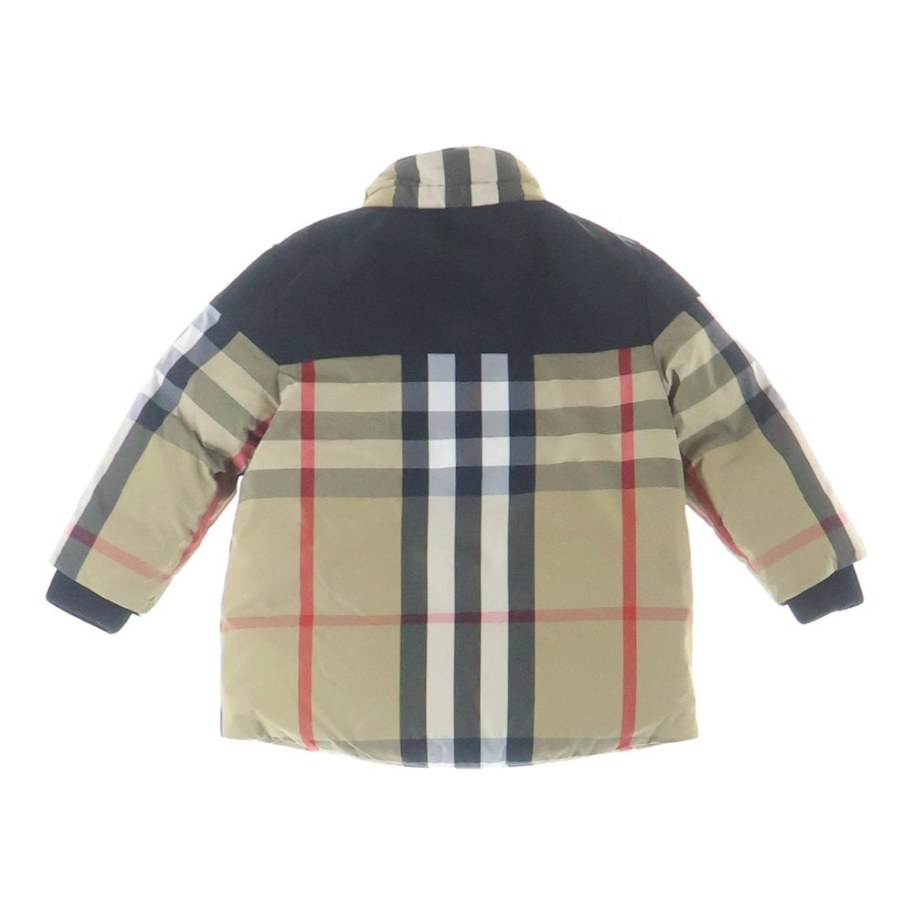 BURBERRY LONDON(バーバリーロンドン) ラバーロゴ ジップアップ バーバリーチェック柄 ダウンジャケット 子供服 キッズ ブラウン