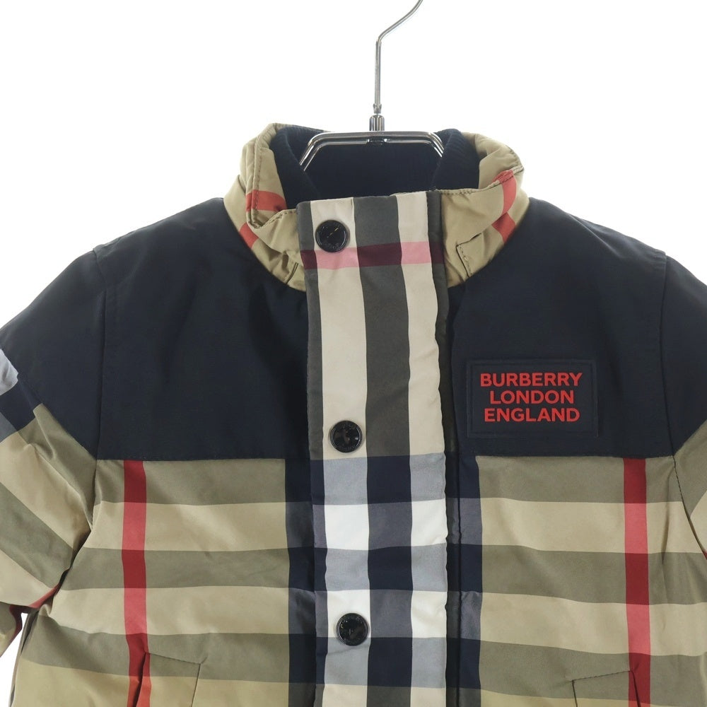 BURBERRY LONDON(バーバリーロンドン) ラバーロゴ ジップアップ バーバリーチェック柄 ダウンジャケット 子供服 キッズ ブラウン