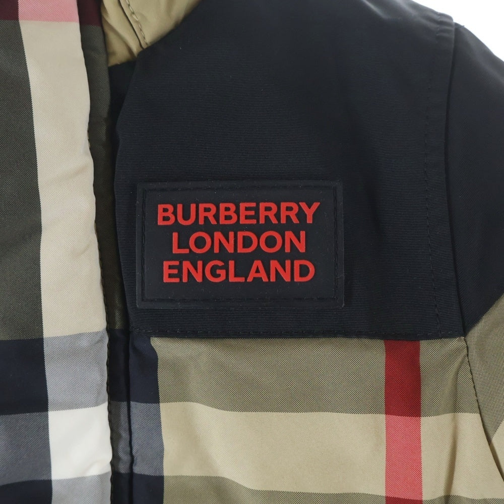 BURBERRY LONDON(バーバリーロンドン) ラバーロゴ ジップアップ バーバリーチェック柄 ダウンジャケット 子供服 キッズ ブラウン