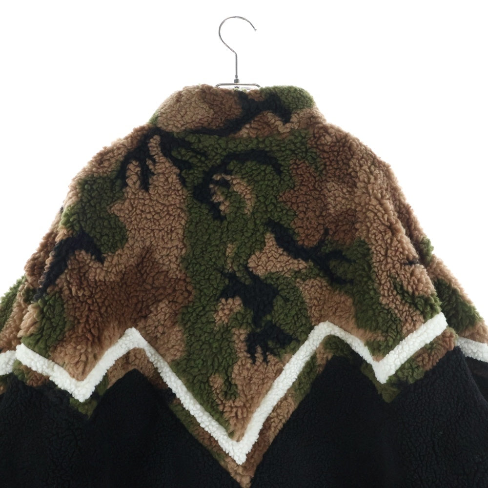 CELINE(セリーヌ) 22SS バイマテリアル カモフラージュフリースブルゾン ジャケット ブラック/ブラウン/カーキ 2Y579893L
