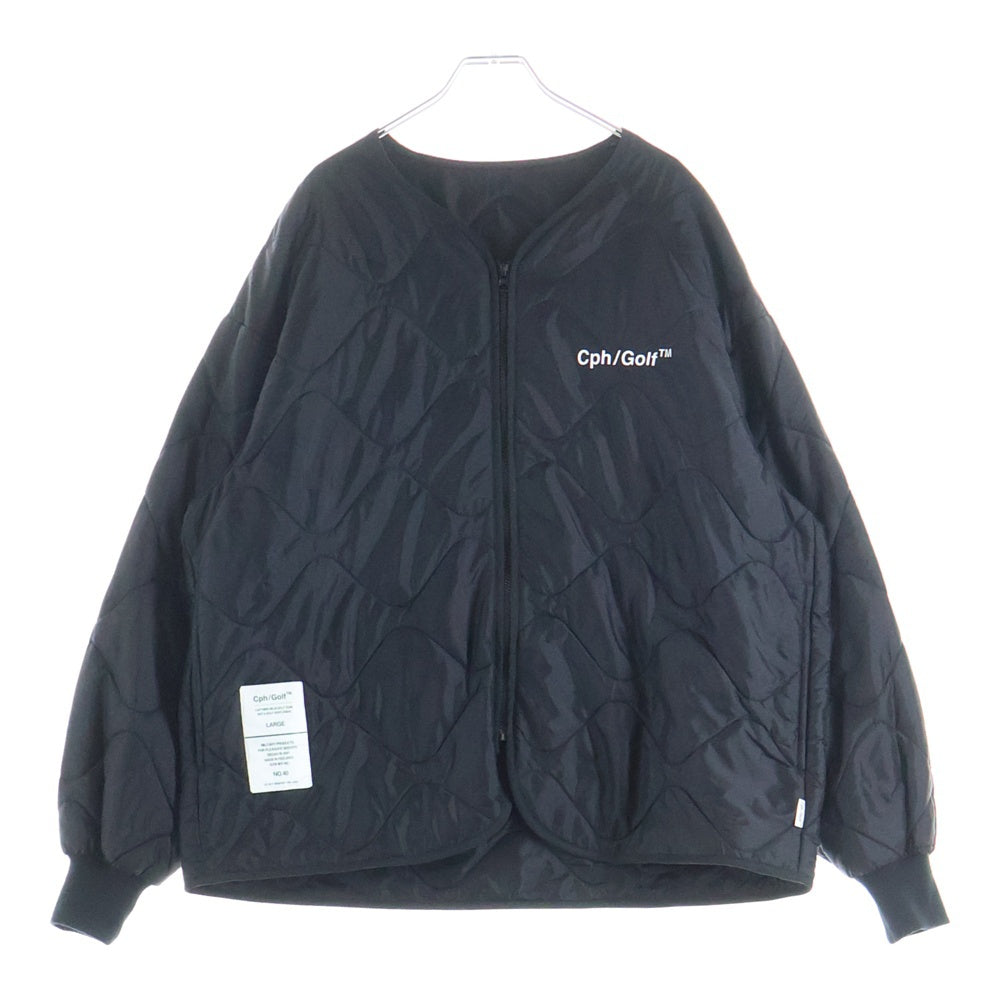 Captains Helm Golf(キャプテンズヘルムゴルフ) 23AW QUILTING NO-COLLAR JACKET キルティング ナイロン ノーカラー 中綿 ジャケット ブラック CHG23-AW-J05