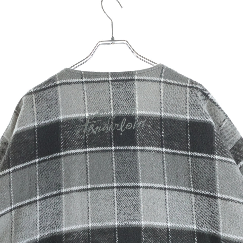 TENDERLOIN(テンダーロイン) FLANNEL CHECK COAT GREY ノーカラー フランネル チェック柄 コート グレー