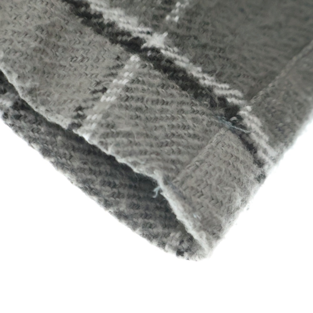 TENDERLOIN(テンダーロイン) FLANNEL CHECK COAT GREY ノーカラー フランネル チェック柄 コート グレー