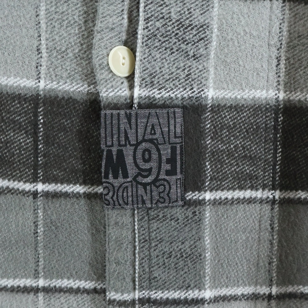 TENDERLOIN(テンダーロイン) FLANNEL CHECK COAT GREY ノーカラー フランネル チェック柄 コート グレー
